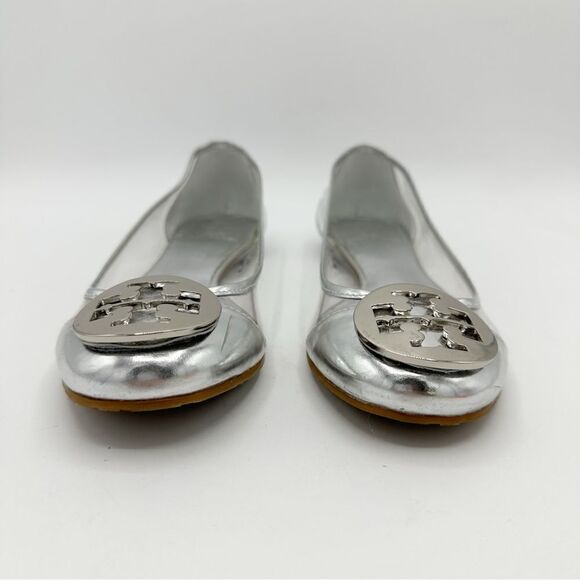 Tory Burch Reva Audrey‎ Silver & Clear Ballet Flat Sz 6.5 - Picture 5 of 16